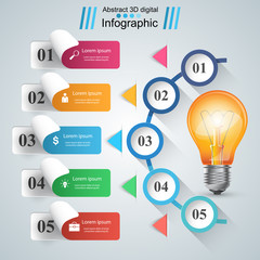 Infographic design. Bulb, Light icon.