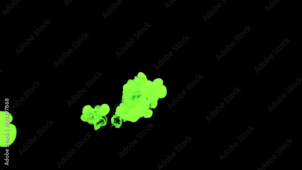 Aufkleber green ink drop in water on a black background for effects. 3d render. voxel graphics. computer simul