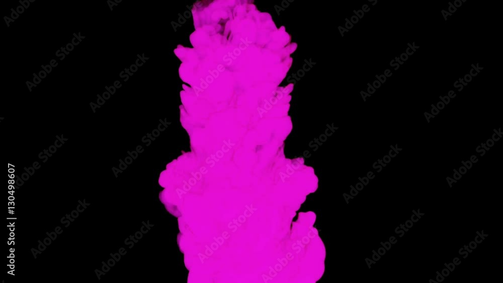 Poster stylized violet ink drop in water on a black background. 3d render. voxel graphics. computer simulat