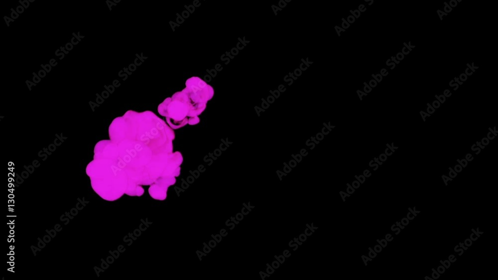 Fototapete violet ink drop in water on a black background for effects. 3d render. voxel graphics. computer simu
