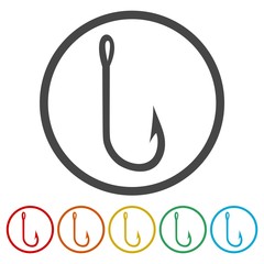 Fishing Hook vector icons set 