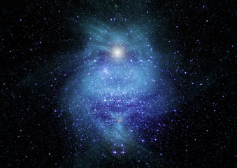 Stars, dust and gas nebula in a far galaxy