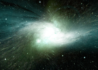 Fototapeta premium Stars, dust and gas nebula in a far galaxy