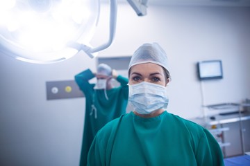 Fototapeta na wymiar Portrait of surgeon in operation room