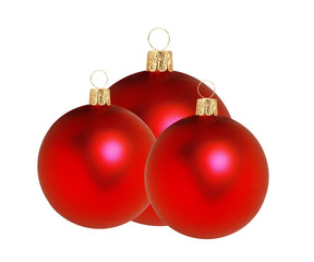 Red Christmas decor balls isolated on white background