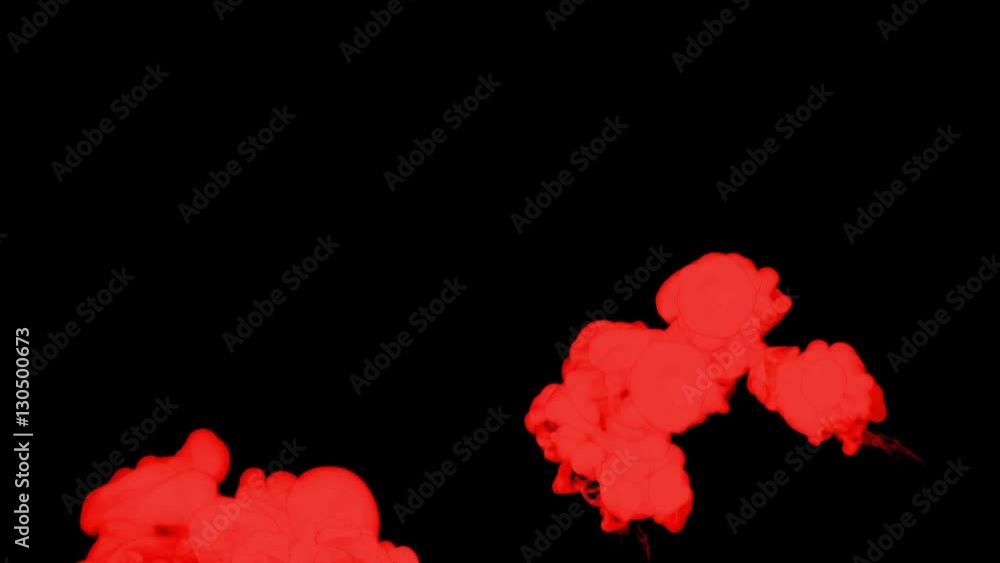 Aufkleber red ink drop in water on a black background for effects. 3d render. voxel graphics. computer simulat