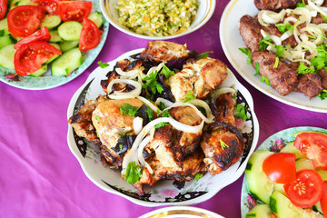 Azerbaijani chicken kebab on a plate