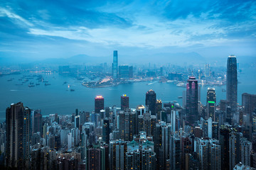 Hong Kong skyline view from the victoria peak, Hong Kong China