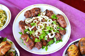 Azerbaijani lula kebab on a plate
