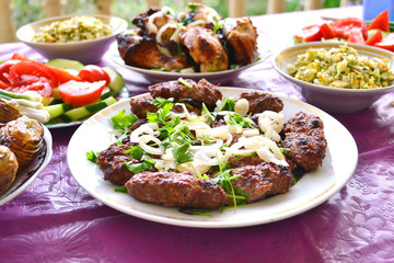 Azerbaijani lula kebab on a plate