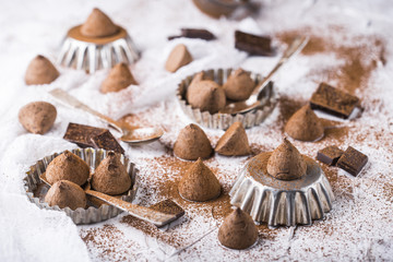 The sweet chocolate truffles
