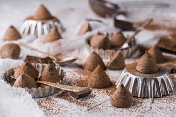 The sweet chocolate truffles