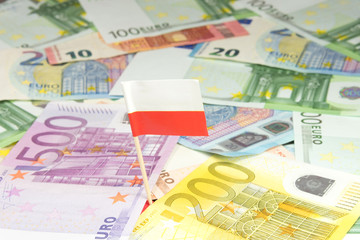 Die Flagge von Polen und Euro Geld