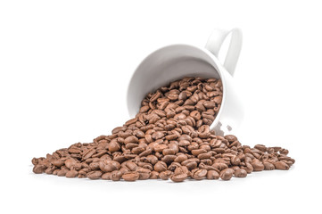 Brown coffee beans isolated on a white background cutout
