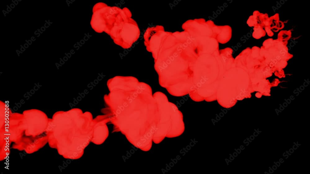 Fototapete red ink drop in water on a black background for effects. 3d render. voxel graphics. computer simulat