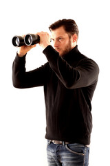 Mann mit Frenglas und schwarzem Rolli