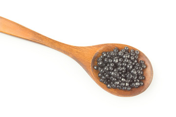 Black Beluga caviar isolated on a white background with clipping path