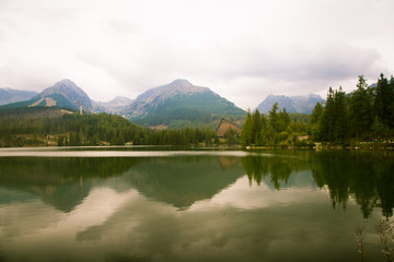 A beautiful mountain lake landscape in Tatry, Slovakia