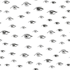 Eyes pattern from hand drawn psychedelic elements