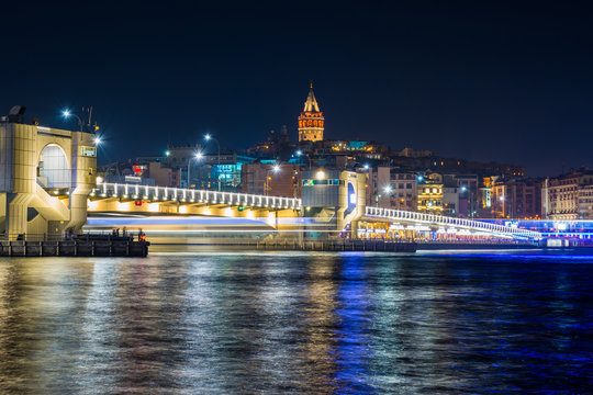 Galata Bridge At Midnight, Istanbul