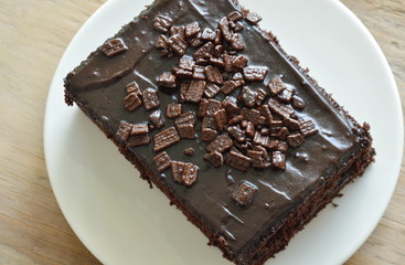 chocolate butter cake on dish