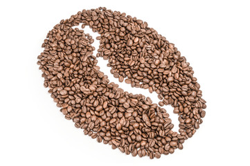 Coffee grains on a white background. Clipping path