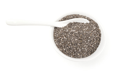 Healthy chia seeds on a white background clipping path