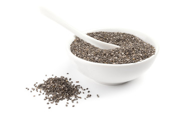 Healthy chia seeds isolated on a white background cutout