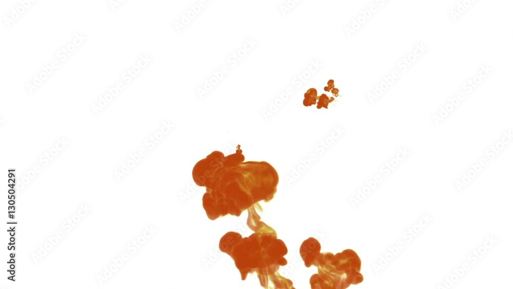 Aufkleber orange ink drop in water on a white background for effects. 3d render. voxel graphics. computer simu