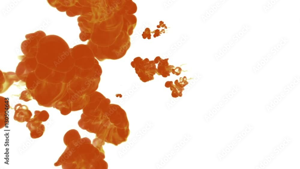 Aufkleber orange ink drop in water on a white background for effects. 3d render. voxel graphics. computer simu