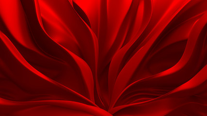 Beautiful red fluttering cloth. Background, 3d, abstract.