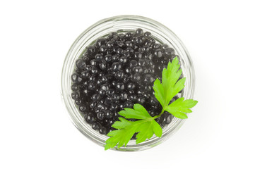 Sturgeon roe on a white background clipping path