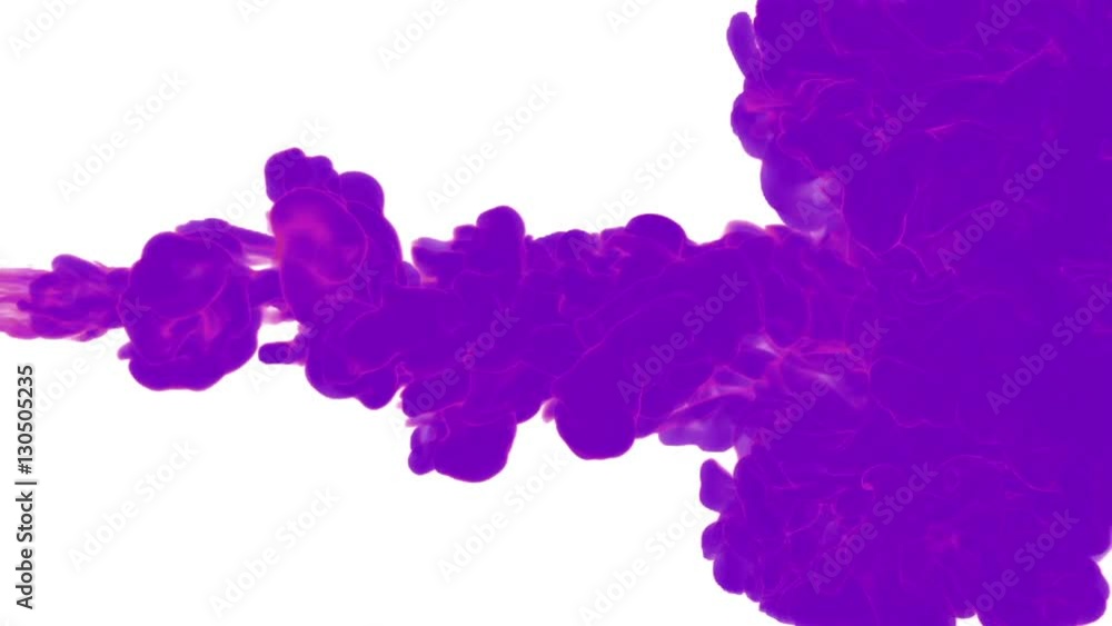 Aufkleber violet paint dissolved in water on a white background. 3d render. voxel graphics. computer simulatio