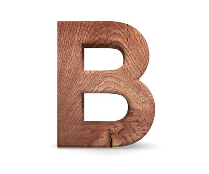 3D decorative wooden Alphabet, capital letter B