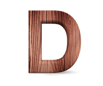 3D decorative wooden Alphabet, capital letter D