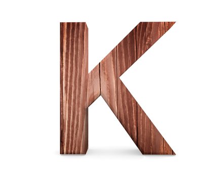 3D decorative wooden Alphabet, capital letter K