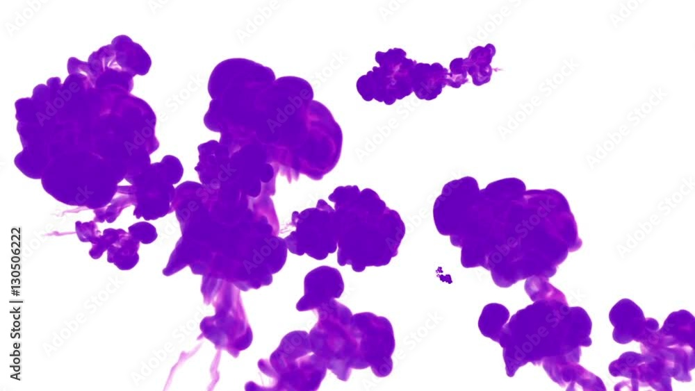 Poster violet ink drop in water on a white background for effects. 3d render. voxel graphics. computer simu