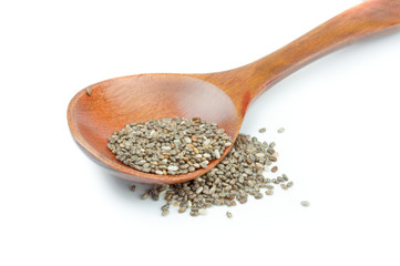 Nutritious chia seeds isolated over a white background
