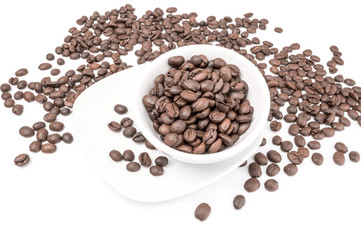 Brown coffee beans isolated on a white background cutout