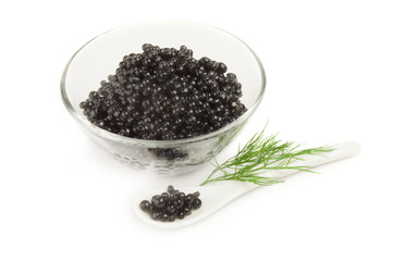 Black caviar isolated on a white background cutout