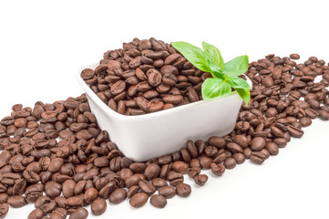 Roasted coffee beans isolated on a white background cutout