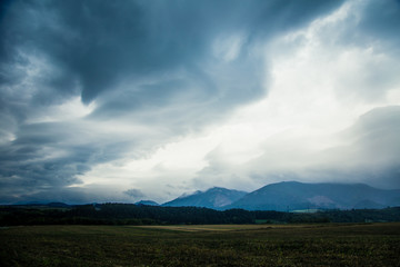A beautiful Slovakian mountain scenery in Low Tatras with dramatic clouds