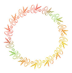 Beautiful floral round frame with gradient fill. 