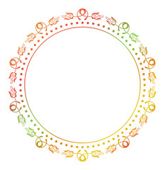 Beautiful floral round frame with gradient fill. 