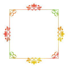 Beautiful floral frame with gradient fill. 