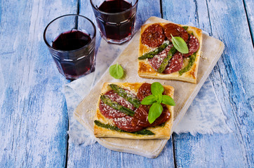 Puffs with vegetables and sausage