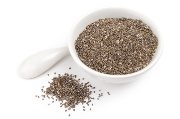Superfood chia seeds isolated on a white background cutout