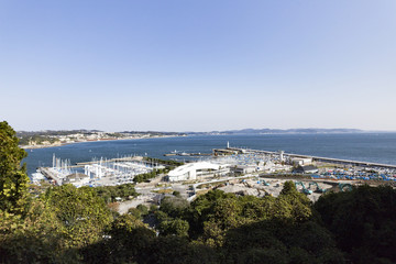 View of Enoshima Island From the Observation Deck at Samuel cocking garden - Kamakura, Japan