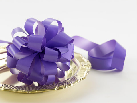 purple ribbon bows