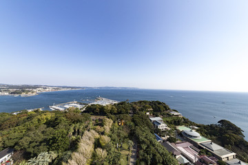 View of Enoshima Island From the Observation Deck at Samuel cocking garden - Kamakura, Japan